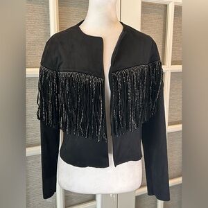 Zara Black Studded Fringe Jacket, Size Small